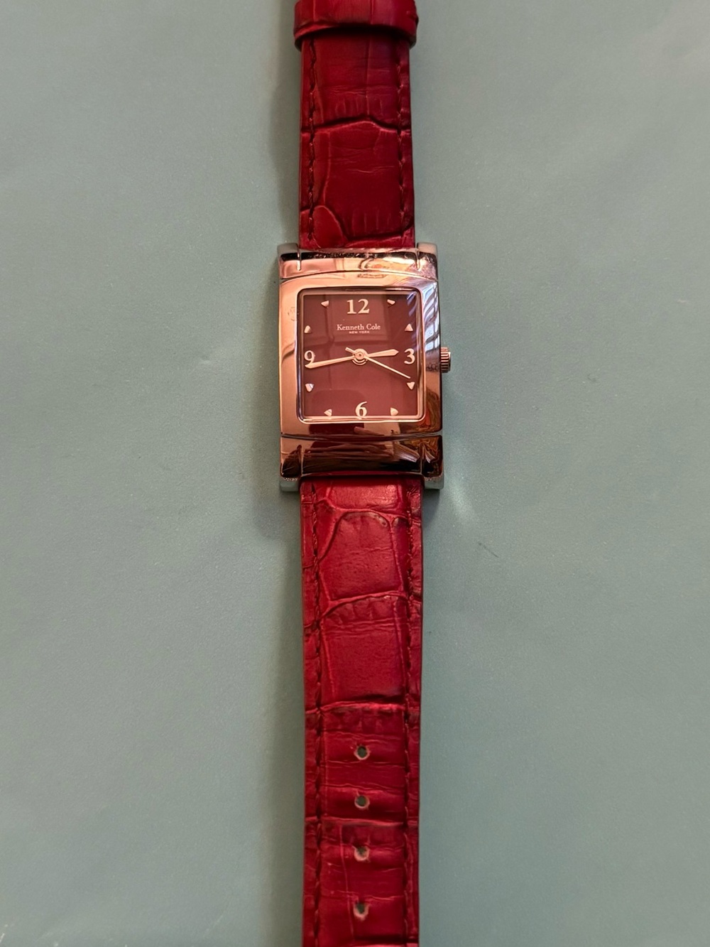 Kenneth Cole Red Leather Rectangular Watch
